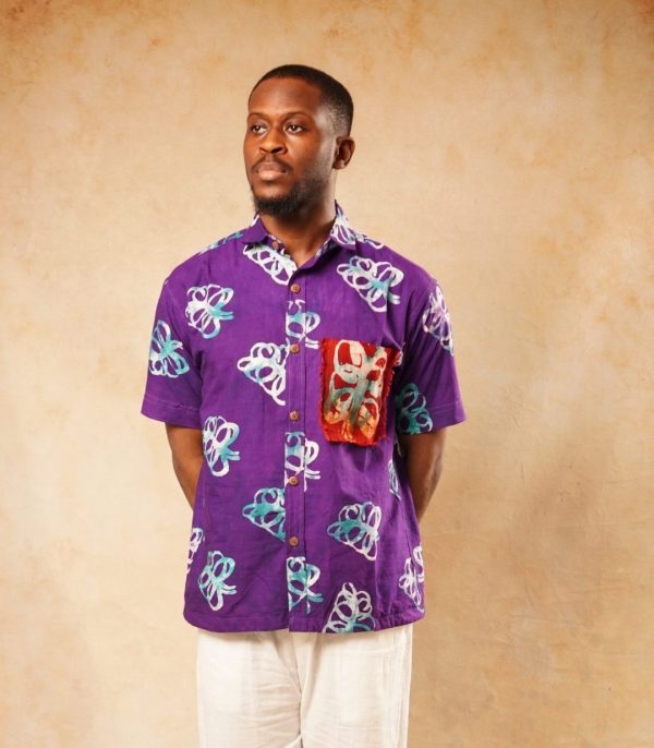 Nunu Patchwork Shirt - Purple & Red