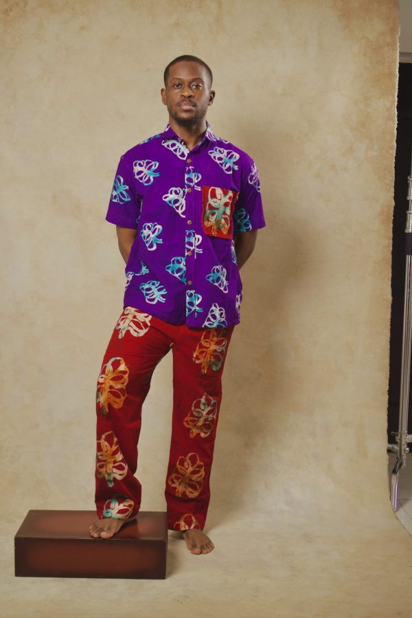 Nunu Print Straight Leg Pants - Red.