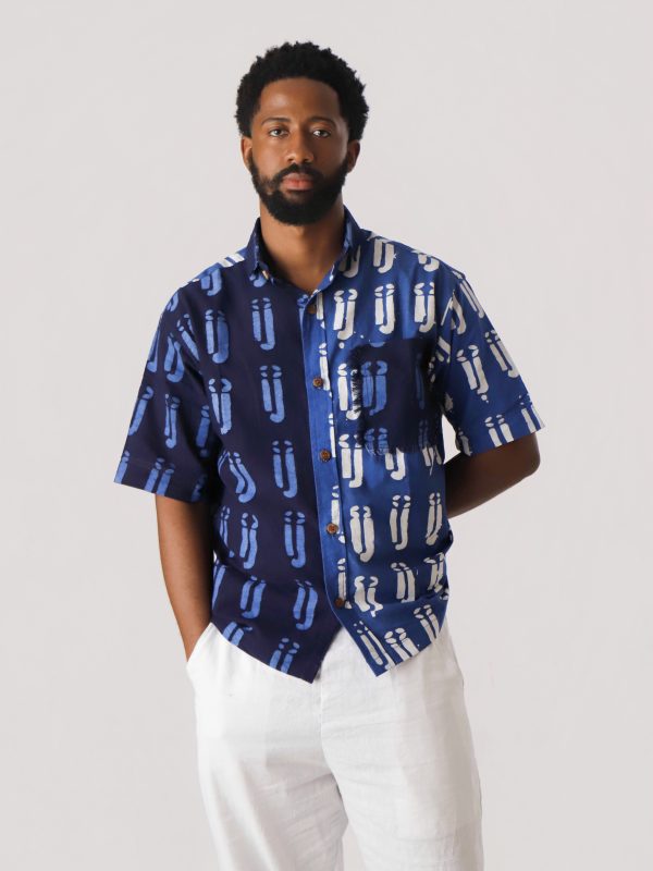 IJ Patchwork Blue/Blue Short Sleeve Shirt