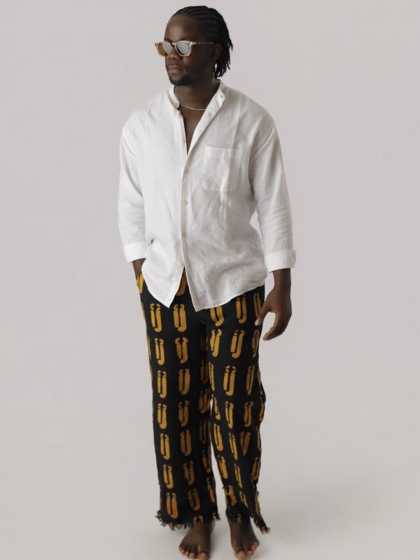 IJ Double Frayed Black Trousers