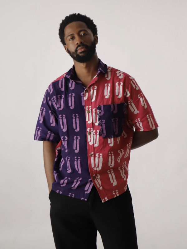 IJ Patchwork Purple/Pink Short Sleeve Shirt